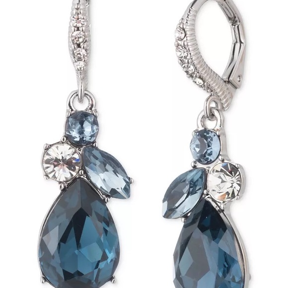 Earrings, Givenchy Silver Tone Crystal Tear-shaped earrings, New with tag - Picture 7 of 7